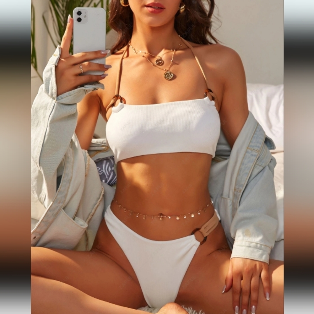 NEW W/TAG SUMMER SEXINESS 2-Piece Ribbed Halter Swimwear- ONLY $16!!